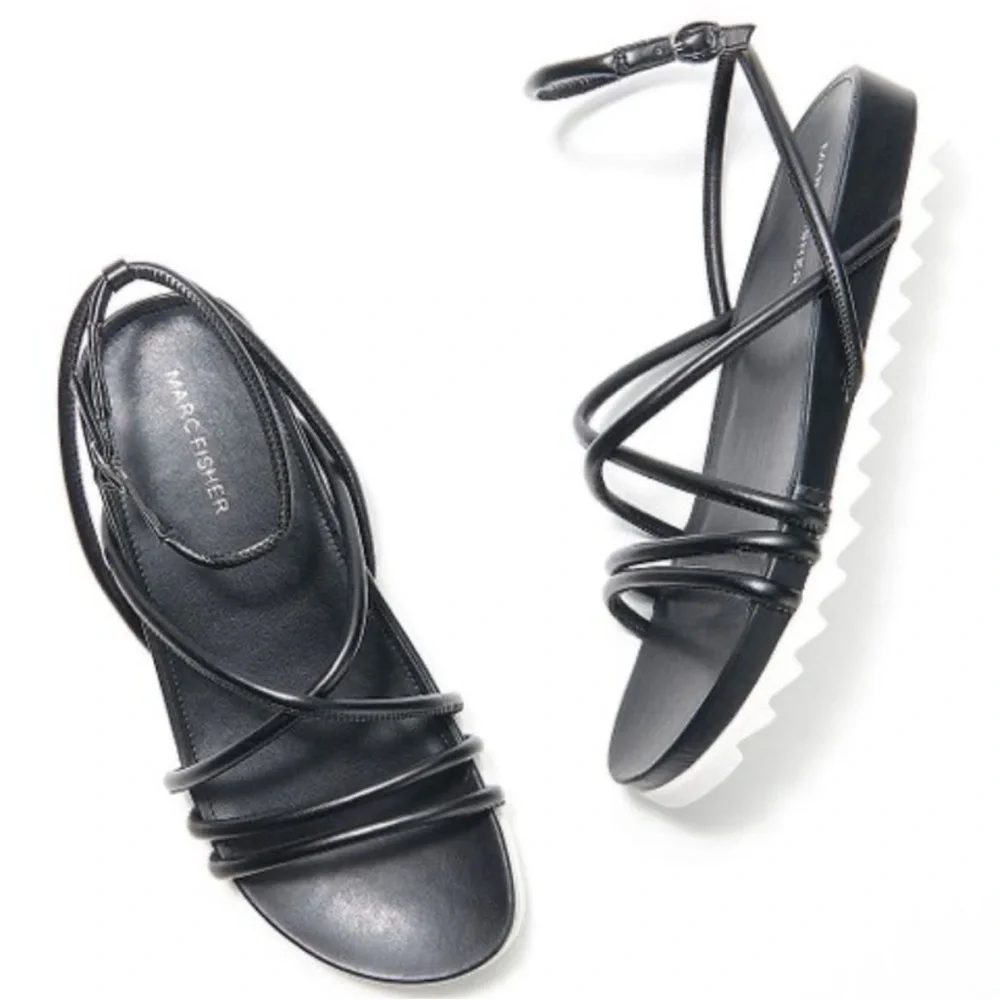 Marc Fisher Joylyn Strappy Sandals Black Size‎ 7.5